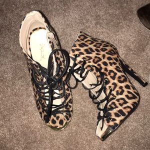 Open toe cheetah booties
